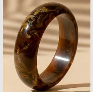 Brazalete de Resina MN Exports con Patrón Marrón Marmoleado, Joyería de Moda Unisex, Estilo Acrílico Lucite, Regalo Islámico - Product Image 4