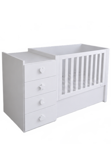Cuna convertible blanca 4 en 1 con cómoda de 4 cajones para bebés - Product Image 4