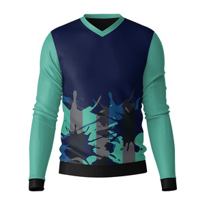 Servicios OEM 2026, Camiseta de Manga Larga para Hombre, Cuello en V, 100% Algodón, Corte Ajustado, Diseño Sólido, Tejido Ecológico Antiarrugas - Product Image 3