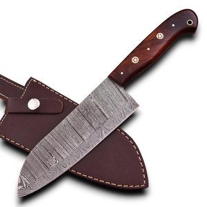 มีดทำครัวซันโตะกุเหล็กดามัสกัสคุณภาพสูงสุดจาก UA Supplies ด้ามจับแบบเต็มด้าม ทนทาน ผลิตด้วยมือ ขนาด 6-7.9 นิ้ว ใช้ได้ทั้งมือซ้ายและขวา - Product Image 1