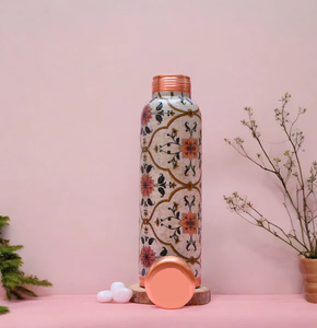 Bouteille d'eau en cuivre imprimée, disponible en différentes capacités, directement d'Inde, vaisselle de haute qualité, bouteille d'eau en cuivre, vente chaude - Product Image 2