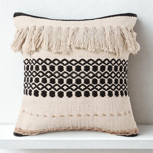 Multi Fringed Denim Bohemian Cushion Cover with Zipper Decorative Fringe Side Hand Braided Boho Chic <b>Sofa</b> Pillow Shams - Product Image 3