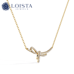 Collier en diamant LOISTA, or jaune, diamants naturels ronds taille brillant, bijoux romantiques pour femmes, à porter au quotidien - Product Image 1