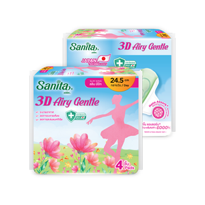 ผ้าอนามัยซานิต้า 3D แอรี่ เจนเทิล สลิม วิง ขนาด 24.5 ซม. สำหรับกลางวัน ระบายอากาศได้ดี ซึมซับปกติ 4 ชิ้น - Product Image 3