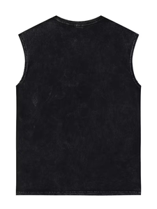 Men's Sleeveless Tank Top Set Crew Neck Knitted Cotton Floral Pattern Vintage Casual Summer Wear Breathable Plain Dyed 200g - Product Image 3