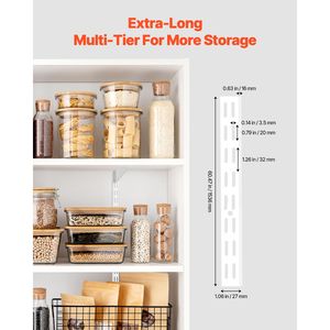 Set da 5 Pezzi - Sistema di Scaffalature a Parete a Doppia Guida Rinforzato da 60 Pollici, Guide per Scaffali a Doppio Scanalatura, 25 Connettori per Scaffali, Supporti per Scaffali - Product Image 2