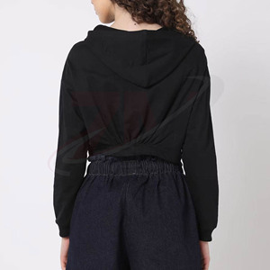 Sweat-shirts à capuche courts personnalisés avec logo pour femmes, vêtements 100 % coton molletonné, pulls oversize pour femmes - Product Image 3