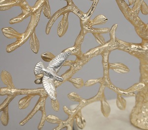 Handcrafted Brass Gold <b>Tree</b> With Birds Sculpture Artistic <b>Tabletop</b> Decor for Shelf Cabinet And Living Room Accent From India - Product Image 6