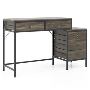Scrivania da Gaming Doppia per Casa e Ufficio con 5 Cassetti Portaoggetti, Telaio in Metallo Verniciato a Polvere, Tavolo per Computer in Legno Ingegnerizzato MDF - Product Image 2