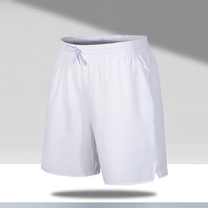 Shorts pour hommes, couleur unie, séchage rapide, respirants, taille mi-haute, avec cordon de serrage et poches, en tissu polyester et élasthanne, pour l'entraînement sportif - Product Image 2