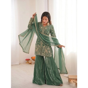 Conjunto de Palazzo de Seda Fendy Elegante y Lujoso con Bordado Intenso y Lentejuelas, Incluye Dupatta para Mujer, Ideal para Eventos - Product Image 1