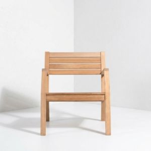 Outdoor <b>Wooden</b> Armchair Contemporary Slatted Solid Wood Lounge Seating Hotel Resort Villa Poolside Commercial Grade Contract - Product Image 3