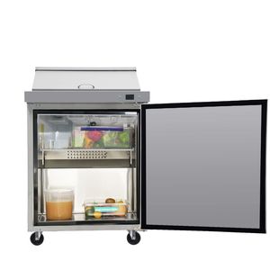 Orikool Tavolo Refrigerato Commerciale da 29 Pollici per Preparazione Sandwich e Insalate, con Piano di Taglio in Legno e Coperchio Protettivo - Product Image 3