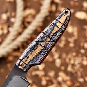 Couteau à lame fixe en acier 12C27 personnalisé, manche intégral, couteau EDC pour le désossage, la chasse, le camping, étui en cuir Pancake, outil de survie en plein air - Product Image 2