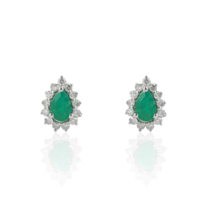 Beautiful Classy Pear Cut Natural <b>Emerald</b> Cluster 925 Sterling Silver Fine <b>Studs</b> Earrings For Women Wholesale Price Jewelry - Product Image 1
