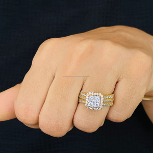 Women's Round Cut Moissanite Engagement Halo <b>Ring</b> Square Shape Pave <b>Set</b> Luxury Wedding Band 925 Sterling <b>Silver</b> Jewelry for Gift - Product Image 2