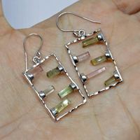 Hochwertige Grüne Turmalin-Ohrringe Silber Edelstein Hängeohrringe Oktober Geburtsstein Schmuck zum Fabrikpreis