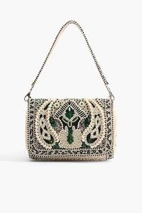 Women's Ethnic Beaded Clutch Handbag Navy <b>Gold</b> Floral Envelope Purse <b>for</b> Evening Party - Product Image 5