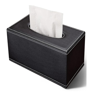 Boîte à mouchoirs rectangulaire moderne en cuir PU, distributeur de mouchoirs pour commode et salle de bain, boîte à mouchoirs en cuir marron - Product Image 6