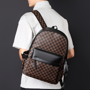 Mochila de Negocios de PU con Patrón de Rejilla de Diamantes, Diseño Unisex, Capacidad de 20-35L, Cierre Impermeable, Poliéster, para Computadora - Product Image 4