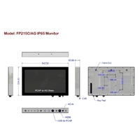 Monitor de Escritorio Industrial Marino con Pantalla Táctil IP67 Resistente al Agua (PCAP/Resistiva/Vidrio AG), Atenuación Automática, Control Remoto IR