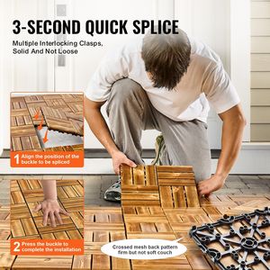 กระเบื้องพื้นไม้เนื้อแข็งแบบประกบกัน 10 ชิ้น ขนาด 12"x12" กันน้ำ ไม้สนกันชื้น ใช้ได้ทุกสภาพอากาศ สำหรับปูพื้นระเบียง - Product Image 5