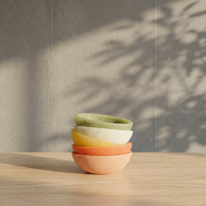 FAIZA CRAFT Resin <b>Bowl</b> <b>Set</b> 5 Pcs Stackable Carved Texture Pastel Color Modern Luxury Lightweight <b>Dessert</b> Food Serving - Product Image 1