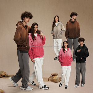 Haute qualité 450GSM sweat à capuche zippé hommes rétro Streetwear surdimensionné dégradé acide lavé français éponge personnalisé Spray colorant automne solide - Product Image 1