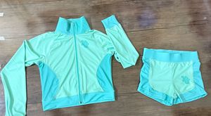 <b>Top</b> Trending Spandex Breathable Street Style 2 Piece <b>Set</b> Custom Screen Print Logo Thick Collar Zip Up Women <b>Shorts</b> <b>Set</b> - Product Image 4