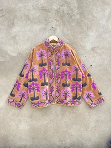 Suzani Embroidered <b>Velvet</b> Boho <b>Jacket</b> <b>Women</b> Floral Ethnic Short Coat Stand Collar Handmade Designer Wear - Product Image 2