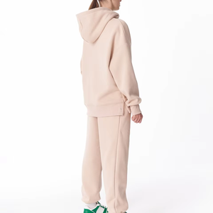 Ensemble deux pièces décontracté d'hiver personnalisé de haute qualité pour femme, grande taille, comprenant un sweat à capuche zippé coupe carrée délavé et un pantalon de jogging ample - Product Image 4