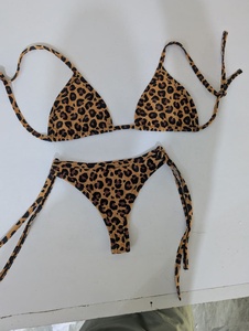 Ensemble de bikini imprimé léopard, haut triangle à nouer, bas brésilien, maillot de bain extensible 2 pièces pour femme - Product Image 5