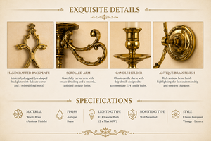 Luxury European Venetian Baroque <b>Wall</b> <b>Sconce</b> Premium Decorative <b>Wall</b> <b>Light</b> with Elaborate Ornamental Mirrorwork, Elegant Brass - Product Image 4