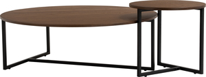 Industrial <b>Round</b> Nesting <b>Coffee</b> <b>Table</b> Durable <b>Black</b> Metal Legs Large Midcentury Modern Portable Living Room Furniture Home - Product Image 2