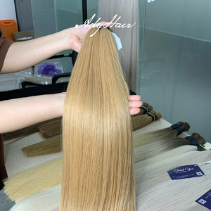 Calidad de lujo de fábrica doble dibujado 100% cutícula humana Natural alineada cabello ruso extensión a granel hueso recto para salón - Product Image 1