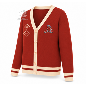 เดลต้า |   ซิกมา |   เสื้อคาร์ดิแกนถักสำหรับผู้หญิง Theta Sorority คอวี แขนยาว ปักลายเรียบๆ ลายกรีก - Product Image 2