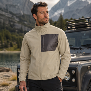 Best Quality Manufacturer Wholesale New Design Eco-Friendly Stand Collar Zipper Closure <b>Smart</b> Casual <b>Men's</b> Softshell <b>Jacket</b> - Product Image 2