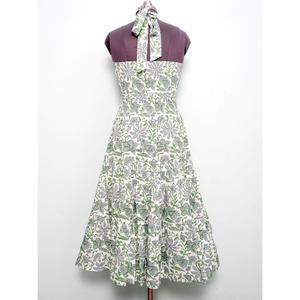 Robe midi à imprimé floral multicolore, robe d'été à manches longues, robe en coton tendance, tenue de soirée occidentale, robe une pièce pour femmes - Product Image 5