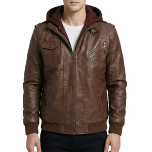 High Street Men'<b>s</b> Bomber <b>Jacket</b> 100% Genuine Sheep Leather Slim Fit Zipper Breathable Hooded Leather <b>Jackets</b> - Product Image 1