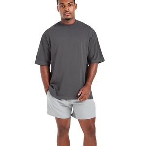 Custom Luxury Designer Oversized Short Sleeved Breathable Woven T-Shirt <b>Drop</b> Shoulder Tee Heavy Cotton O-Neck Men's All-Season - Product Image 1