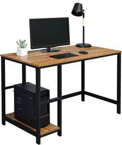 120cm <b>Computer</b> Desk with 2-Tier Storage Shelves - Metal Frame Wood Top Writing Desk Study <b>Table</b> Home Office Workstation - Product Image 6