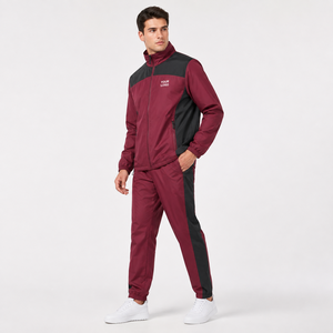 Unisex Maroon Solid Hooded Waterproof Windproof Sporty Full <b>Zip</b> Jacket with Side Pockets and Elastic Waist Joggers - Product Image 2