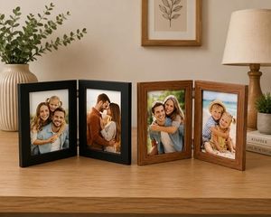 Cadre photo double en bois, chêne naturel, 8x10, écologique, imprimé UV, 1 couleur, rectangulaire, rustique, décoration de bureau à domicile, cadeau - Product Image 4