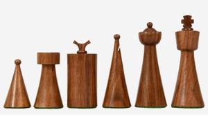 Pions d'échecs Art Déco de luxe lestés, 3,8 cm de hauteur, en bois de Sheesham et de buis naturel, au meilleur prix - Product Image 4