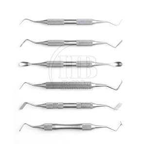 Curetas Quirúrgicas Dentales Manuales de Precisión, con Empuñadura Ergonómica, Reutilizables, de Acero Inoxidable, Instrumentos para Tratamiento Periodontal - Product Image 5
