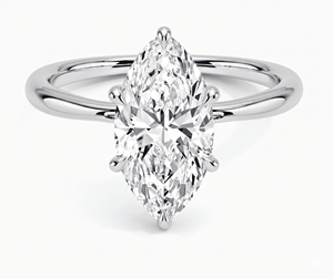 Bague de fiançailles classique pour femme en or 18 carats couleur or, diamant taille marquise excellente, couleur D, cultivé en laboratoire - Product Image 1