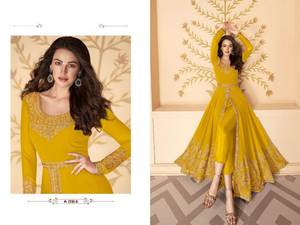 ชุดอินเดียอินเดียผ้าปากีสถานเย็บติดกันด้วยไหมลายสุนัขจิ้งจอกหรูหรา - Product Image 4