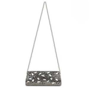 Circular <b>Silver</b>-Plated Metal <b>Clutch</b> Bag With Green Stone Inlay Fashion Handbag - Product Image 2