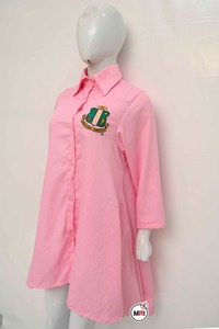 Robes asymétriques roses pour femmes, style décontracté grec, brodées, à motif uni, en tissu de coton, personnalisables OEM - Product Image 5