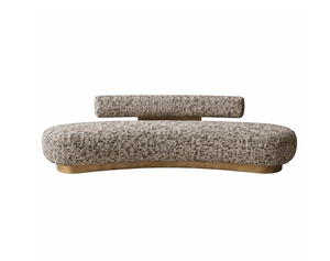 Athena Curved Boucle <b>Sofa</b> with <b>Gold</b> Metal Base - Modern Luxury Lounge - Sculptural Curved <b>Sofa</b> - Upholstered Designer Couch - Product Image 1